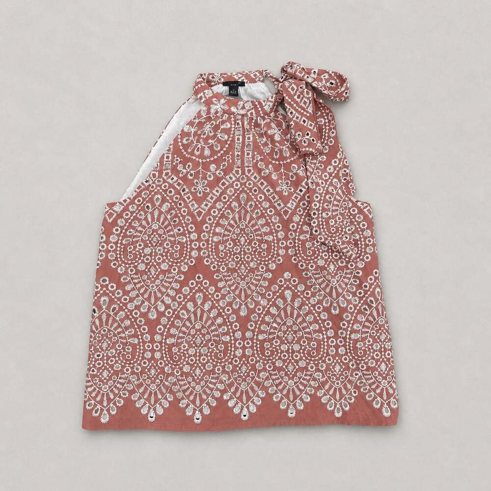 Ann Taylor Factory Rusted Copper Paisley Eyelet Halter Top